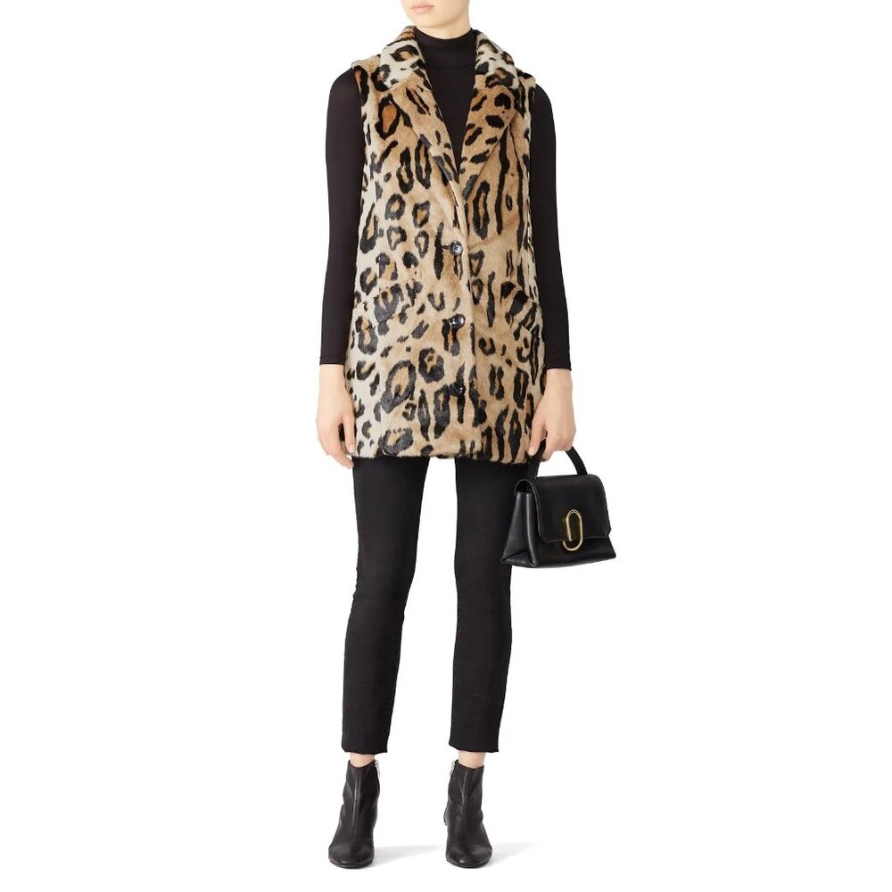 Unreal Fur Leopard-Print Faux Fur Vest in Tan and Black
